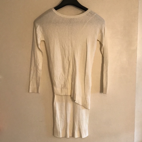 New Express Ivory Ribbed Asymmetrical Hi-Lo Hem Tunic Sweater S - Picture 3 of 7
